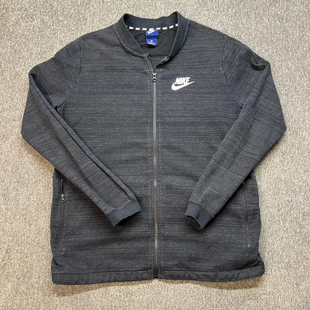 Vintage Nike Sportswear Mens FullZip Bomber Jacket Grey Heather 837008-010 Large